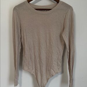 Abercrombie & Fitch Cream Long Sleeve Bodysuit